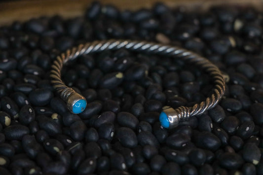Twisted Rope & Turquoise Cuff