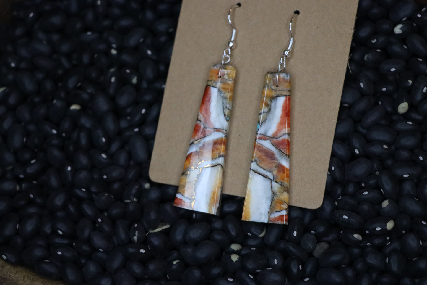 Orange Spiny Slab Earrings