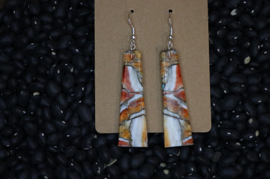 Orange Spiny Slab Earrings