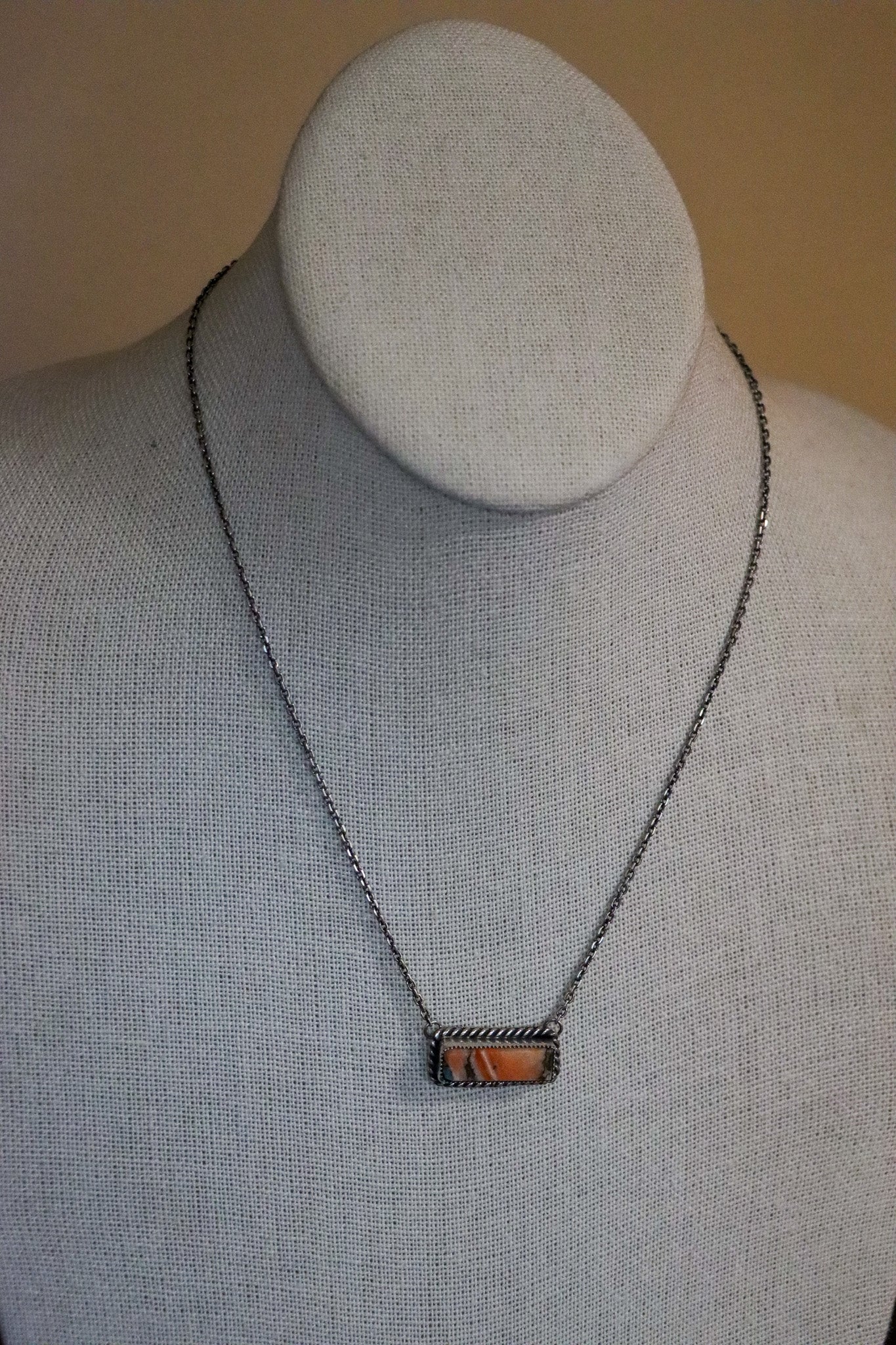 Orange Spiny Bar Necklace